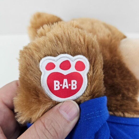 Build A Bear Happy Birthday Bear Plush Brown Teddy Blue T-Shirt Stuffed Animal - Picture 10 of 13